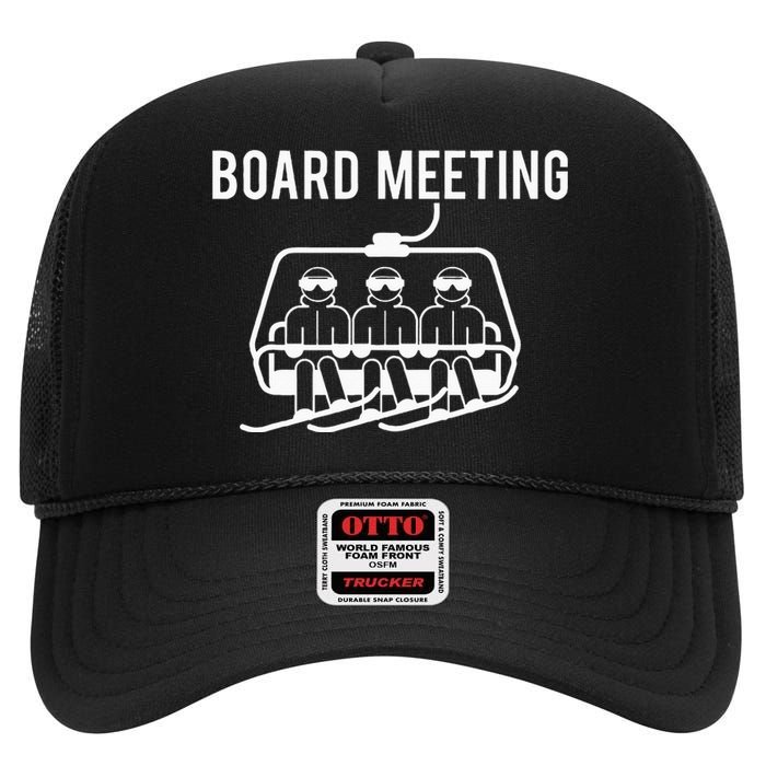 Board Meetings Wintersports Lover Snowboarding Snowboarder High Crown Mesh Back Trucker Hat