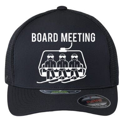 Board Meetings Wintersports Lover Snowboarding Snowboarder Flexfit Unipanel Trucker Cap