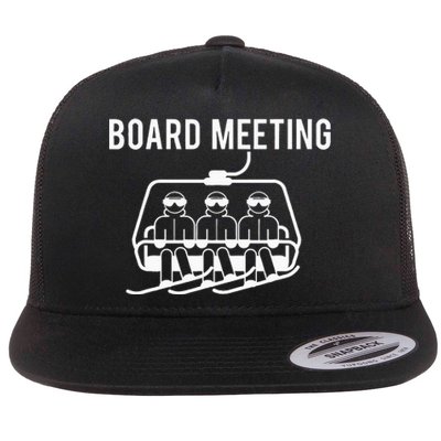 Board Meetings Wintersports Lover Snowboarding Snowboarder Flat Bill Trucker Hat