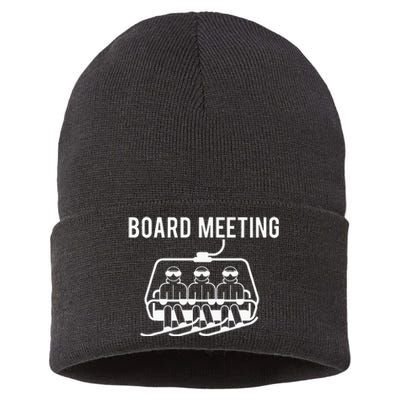 Board Meetings Wintersports Lover Snowboarding Snowboarder Sustainable Knit Beanie