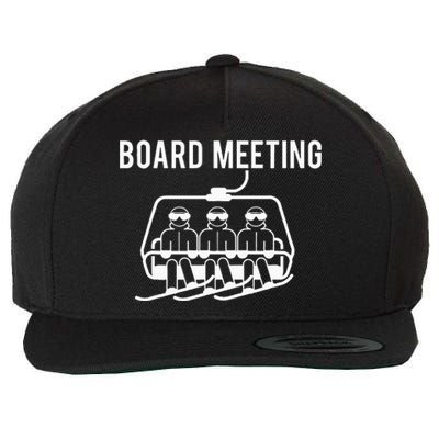 Board Meetings Wintersports Lover Snowboarding Snowboarder Wool Snapback Cap