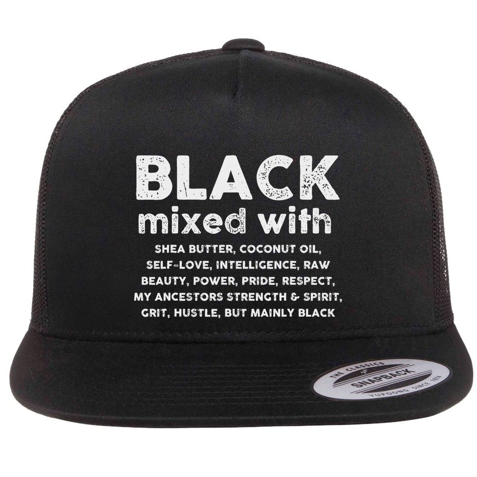 Black Mixed With Shea Butter Afro American Flat Bill Trucker Hat