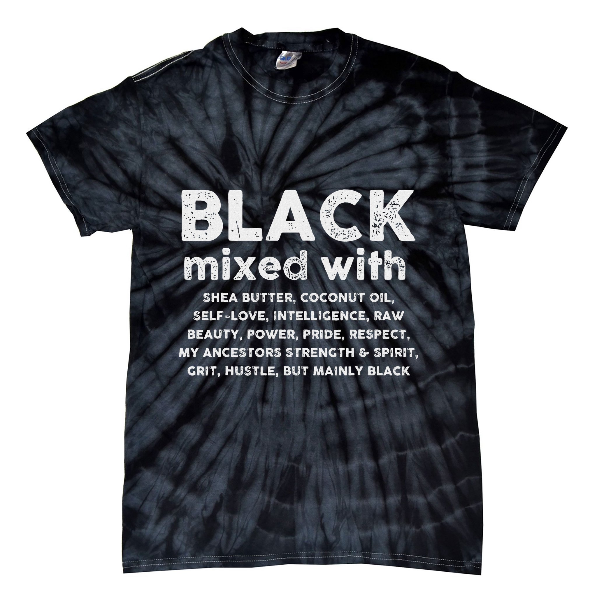 Black Mixed With Shea Butter Afro American Tie-Dye T-Shirt