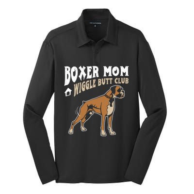 Boxer Mom Wiggle Butt Club Design Boxer Design Dog Design Funny Gift Silk Touch Performance Long Sleeve Polo