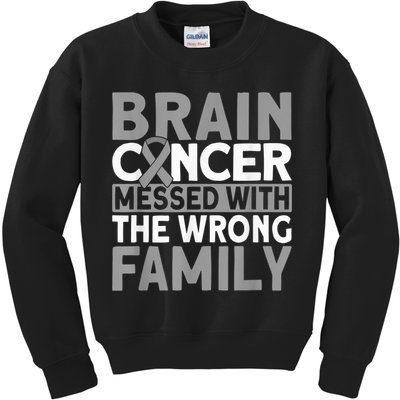 Brain messed with the wrong family Brain Cancer Kids Sweatshirt