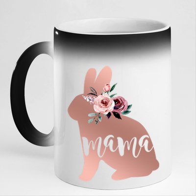 Bunny Mama With Rose Flower Gift 11oz Black Color Changing Mug