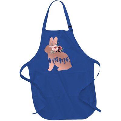 Bunny Mama With Rose Flower Gift Full-Length Apron With Pockets