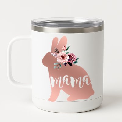 Bunny Mama With Rose Flower Gift 12 oz Stainless Steel Tumbler Cup