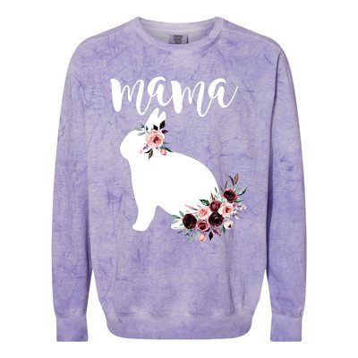 Bunny Mama With Rose Flowers Graphic Funny Gift Colorblast Crewneck Sweatshirt