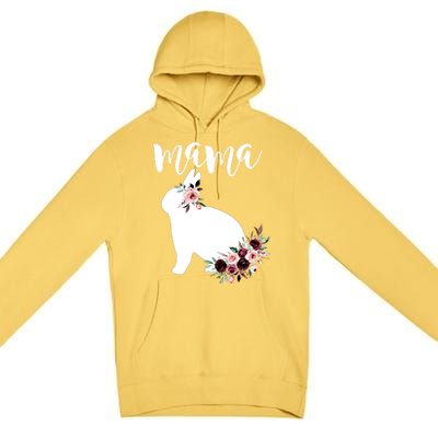 Bunny Mama With Rose Flowers Graphic Funny Gift Premium Pullover Hoodie