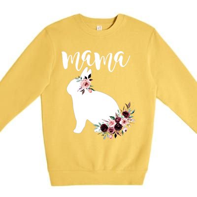 Bunny Mama With Rose Flowers Graphic Funny Gift Premium Crewneck Sweatshirt