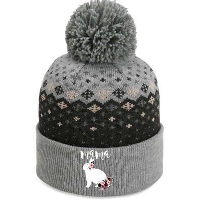 Bunny Mama With Rose Flowers Graphic Funny Gift The Baniff Cuffed Pom Beanie