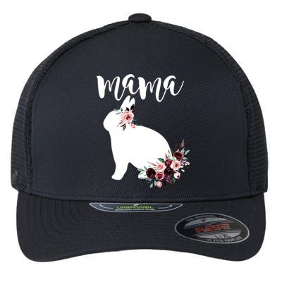 Bunny Mama With Rose Flowers Graphic Funny Gift Flexfit Unipanel Trucker Cap