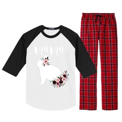 Bunny Mama With Rose Flowers Graphic Funny Gift Raglan Sleeve Pajama Set