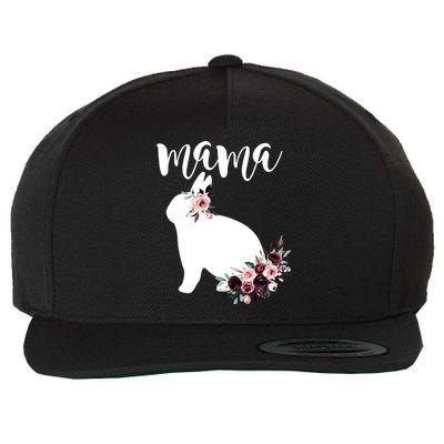 Bunny Mama With Rose Flowers Graphic Funny Gift Wool Snapback Cap