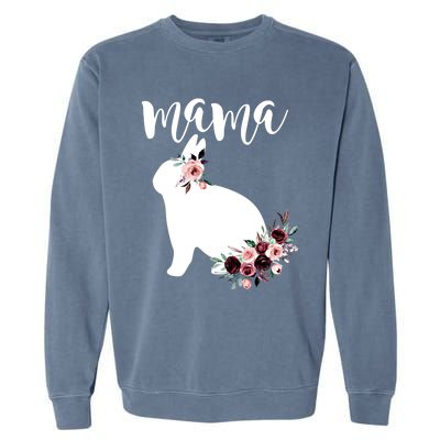 Bunny Mama With Rose Flowers Graphic Funny Gift Garment-Dyed Sweatshirt