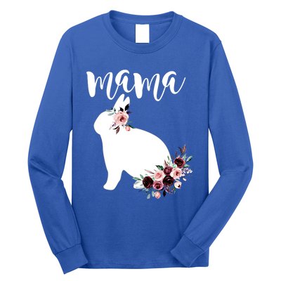 Bunny Mama With Rose Flowers Graphic Funny Gift Long Sleeve Shirt