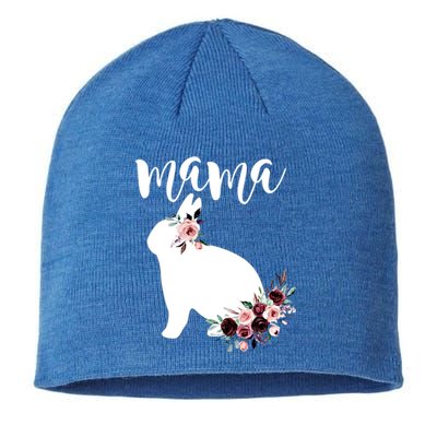 Bunny Mama With Rose Flowers Graphic Funny Gift Sustainable Beanie