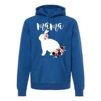 Bunny Mama With Rose Flowers Graphic Funny Gift Premium Hoodie