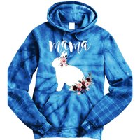 Bunny Mama With Rose Flowers Graphic Funny Gift Tie Dye Hoodie