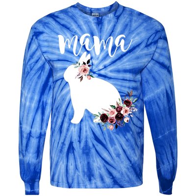 Bunny Mama With Rose Flowers Graphic Funny Gift Tie-Dye Long Sleeve Shirt