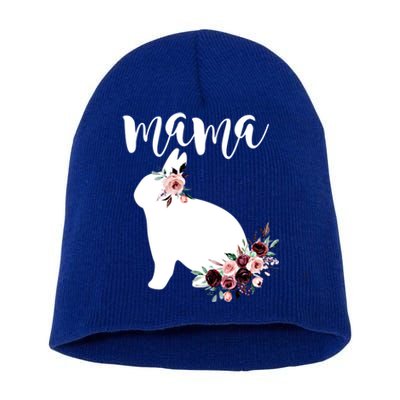 Bunny Mama With Rose Flowers Graphic Funny Gift Short Acrylic Beanie