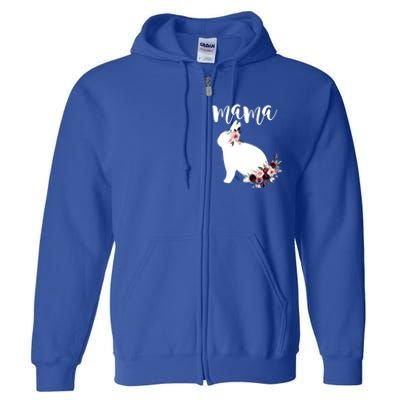 Bunny Mama With Rose Flowers Graphic Funny Gift Full Zip Hoodie