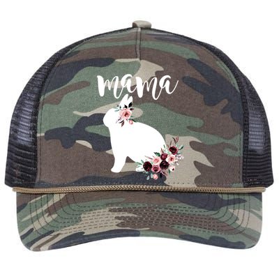 Bunny Mama With Rose Flowers Graphic Funny Gift Retro Rope Trucker Hat Cap