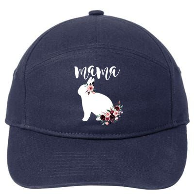 Bunny Mama With Rose Flowers Graphic Funny Gift 7-Panel Snapback Hat