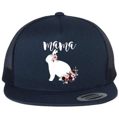 Bunny Mama With Rose Flowers Graphic Funny Gift Flat Bill Trucker Hat