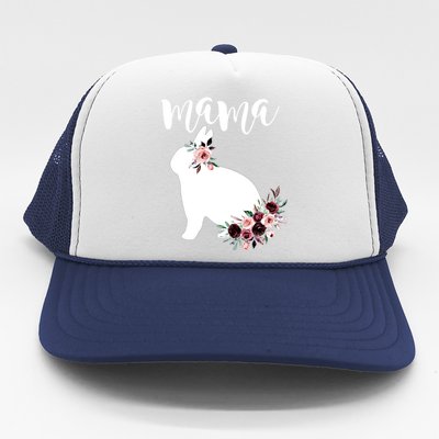 Bunny Mama With Rose Flowers Graphic Funny Gift Trucker Hat