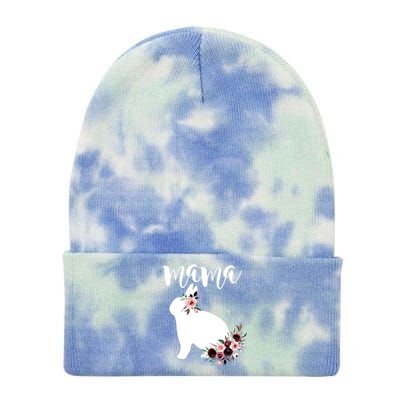 Bunny Mama With Rose Flowers Graphic Funny Gift Tie Dye 12in Knit Beanie