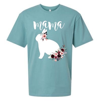 Bunny Mama With Rose Flowers Graphic Funny Gift Sueded Cloud Jersey T-Shirt