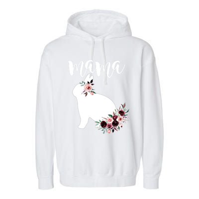 Bunny Mama With Rose Flowers Graphic Funny Gift Garment-Dyed Fleece Hoodie