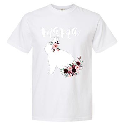 Bunny Mama With Rose Flowers Graphic Funny Gift Garment-Dyed Heavyweight T-Shirt