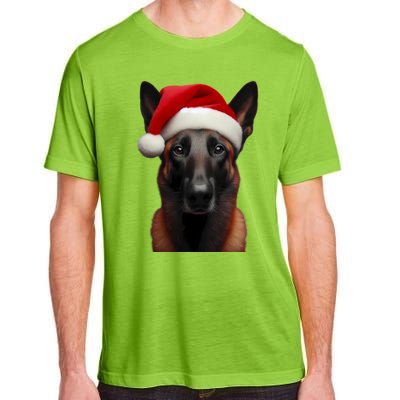 Belgian Malinois With Santa Hat Christmas Xmas Dog Owner Mom Gift Adult ChromaSoft Performance T-Shirt