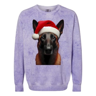 Belgian Malinois With Santa Hat Christmas Xmas Dog Owner Mom Gift Colorblast Crewneck Sweatshirt