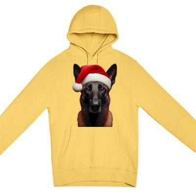 Belgian Malinois With Santa Hat Christmas Xmas Dog Owner Mom Gift Premium Pullover Hoodie