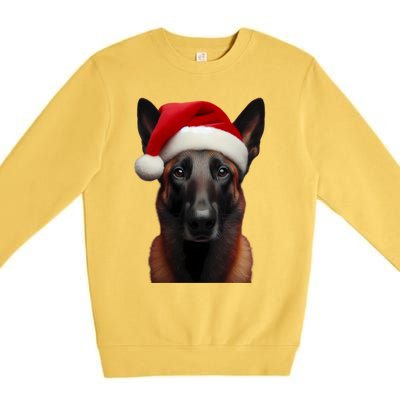 Belgian Malinois With Santa Hat Christmas Xmas Dog Owner Mom Gift Premium Crewneck Sweatshirt