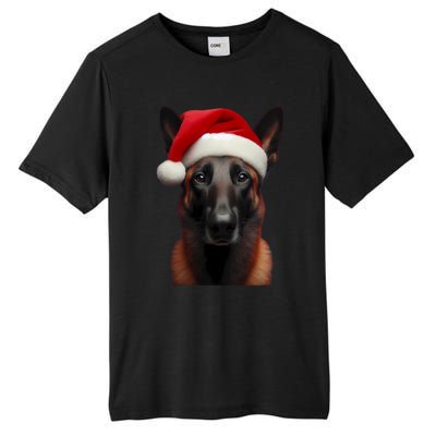 Belgian Malinois With Santa Hat Christmas Xmas Dog Owner Mom Gift Tall Fusion ChromaSoft Performance T-Shirt