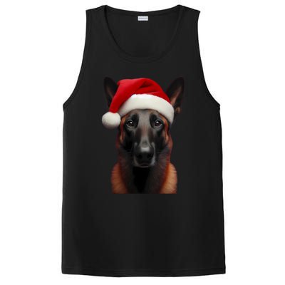 Belgian Malinois With Santa Hat Christmas Xmas Dog Owner Mom Gift PosiCharge Competitor Tank