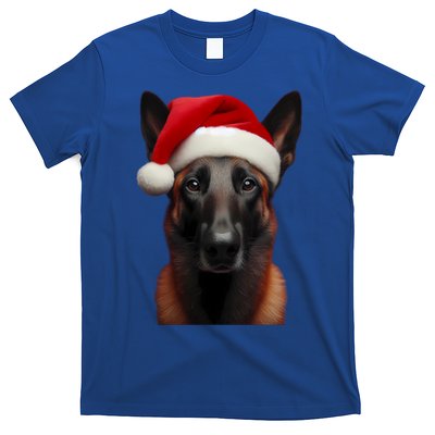 Belgian Malinois With Santa Hat Christmas Xmas Dog Owner Mom Gift T-Shirt