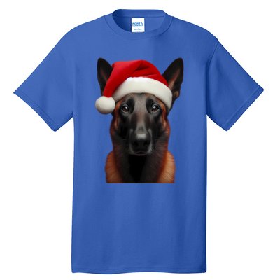 Belgian Malinois With Santa Hat Christmas Xmas Dog Owner Mom Gift Tall T-Shirt