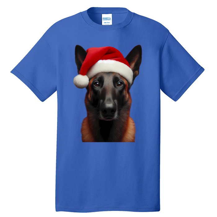 Belgian Malinois With Santa Hat Christmas Xmas Dog Owner Mom Gift Tall T-Shirt