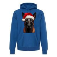 Belgian Malinois With Santa Hat Christmas Xmas Dog Owner Mom Gift Premium Hoodie