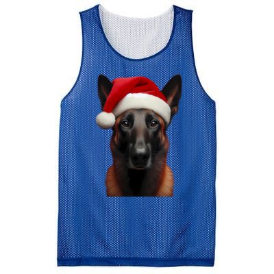 Belgian Malinois With Santa Hat Christmas Xmas Dog Owner Mom Gift Mesh Reversible Basketball Jersey Tank