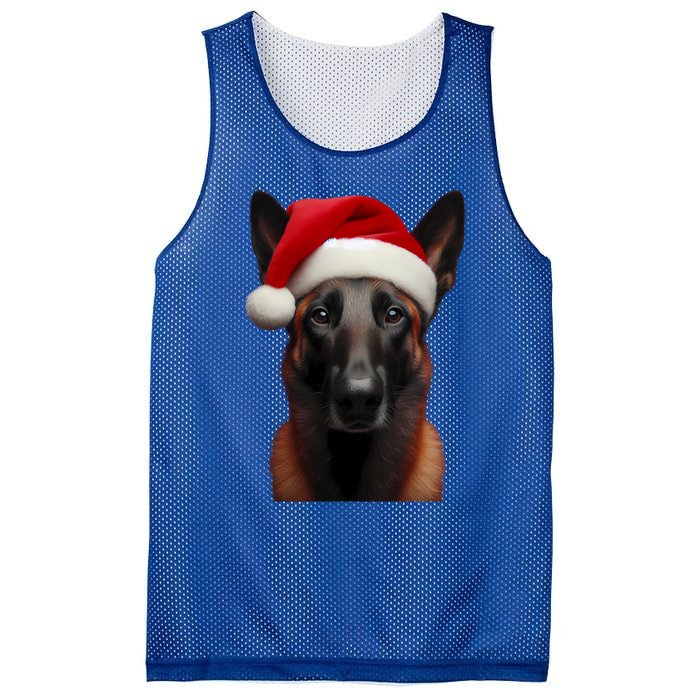 Belgian Malinois With Santa Hat Christmas Xmas Dog Owner Mom Gift Mesh Reversible Basketball Jersey Tank