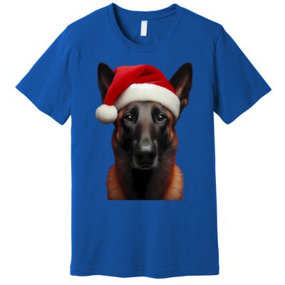 Belgian Malinois With Santa Hat Christmas Xmas Dog Owner Mom Gift Premium T-Shirt