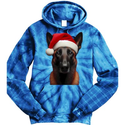 Belgian Malinois With Santa Hat Christmas Xmas Dog Owner Mom Gift Tie Dye Hoodie