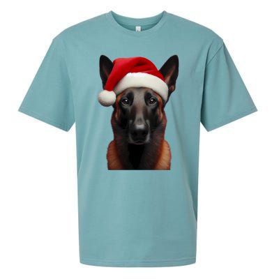 Belgian Malinois With Santa Hat Christmas Xmas Dog Owner Mom Gift Sueded Cloud Jersey T-Shirt